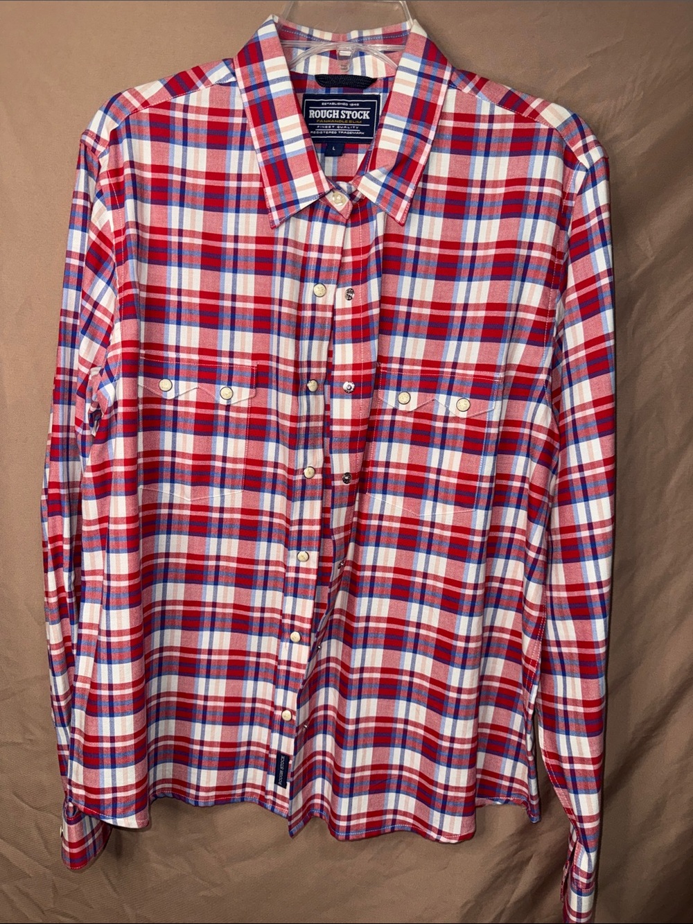 Rough Stock Women’s Red Plaid Button-Down Shirt